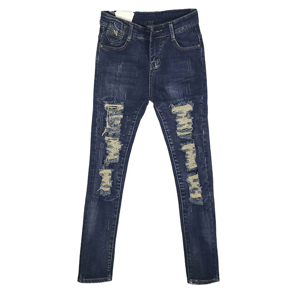 Νέα μοντέρνα γυναικεία τζιν με μπάλες σε σκούρο χρώμα