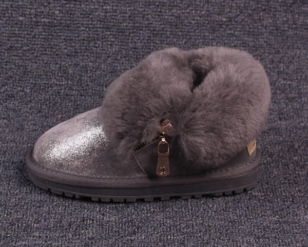 Παιδικές μπότες για κορίτσια με χνούδι και φερμουάρ, σε πολλά χρώματα