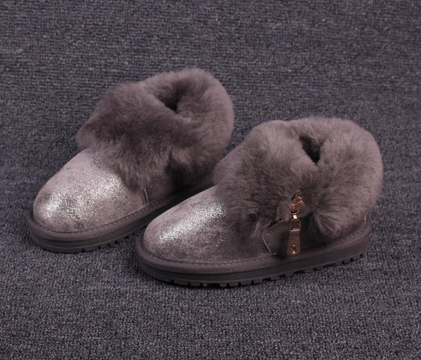 Παιδικές μπότες για κορίτσια με χνούδι και φερμουάρ, σε πολλά χρώματα