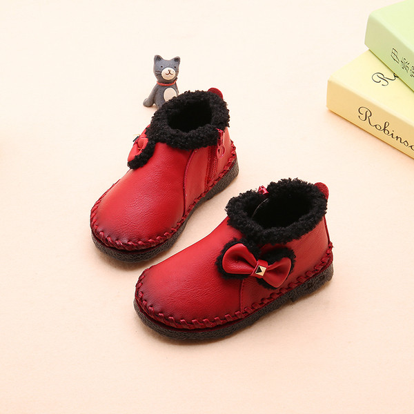 Καθημερινές ζεστές παιδικές μπότες για κορίτσια με κορδέλα σε τρία χρώματα