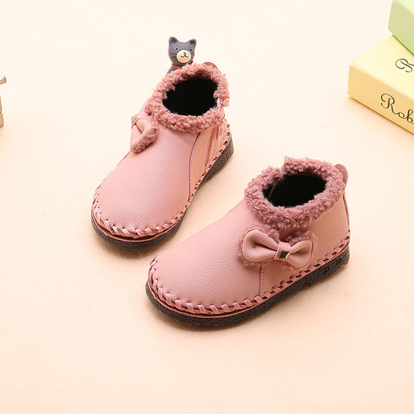 Καθημερινές ζεστές παιδικές μπότες για κορίτσια με κορδέλα σε τρία χρώματα