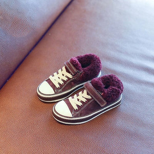 Παιδικά πάνινα παπούτσια για τα κορίτσια φθινόπωρο-χειμώνα με χνούδι