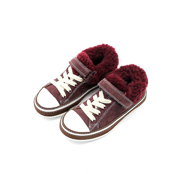 Παιδικά πάνινα παπούτσια για τα κορίτσια φθινόπωρο-χειμώνα με χνούδι