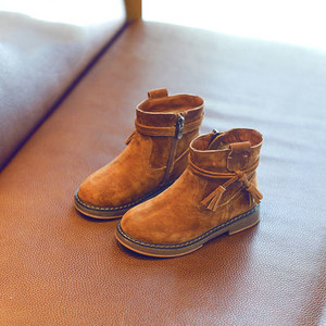 Παιδικά μπότες για κορίτσια σε μαύρο και καφέ χρώμα eco velut