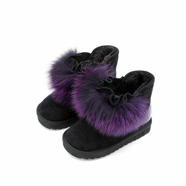 Κομψές μπότες για κορίτσια με χνούδι σε δύο χρώματα