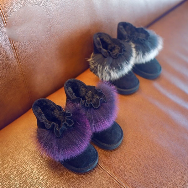 Κομψές μπότες για κορίτσια με χνούδι σε δύο χρώματα