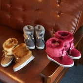 Παιδικές χειμωνιάτικες μπότες για κορίτσια με χνούδι σε τρία χρώματα