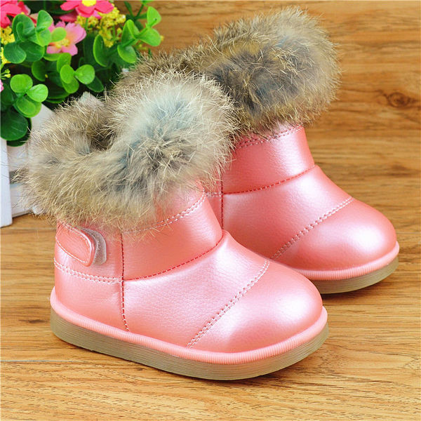 Детски зимни боти за момичета с лепенки и пух в три цвята