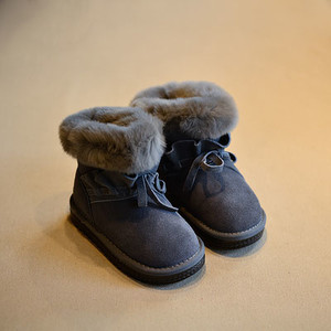 Χειμώνας παιδικές μπότες για κορίτσια με χνούδι και γραβάτες σε τρία χρώματα