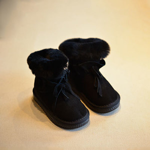 Χειμώνας παιδικές μπότες για κορίτσια με χνούδι και γραβάτες σε τρία χρώματα