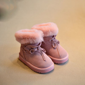 Χειμώνας παιδικές μπότες για κορίτσια με χνούδι και γραβάτες σε τρία χρώματα
