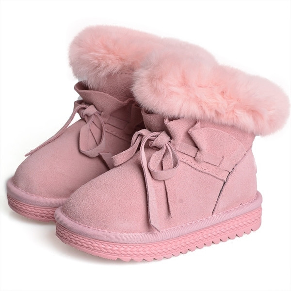 Χειμώνας παιδικές μπότες για κορίτσια με χνούδι και γραβάτες σε τρία χρώματα