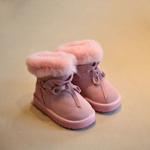 Χειμώνας παιδικές μπότες για κορίτσια με χνούδι και γραβάτες σε τρία χρώματα
