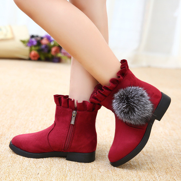 Детски боти с пухче,подходящи за момичета в два цвята