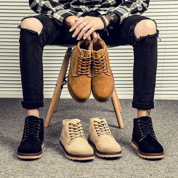 Περιστασιακές χειμωνιάτικες μπότες για άνδρες από οικολογικό σουέτ σε τρία χρώματα