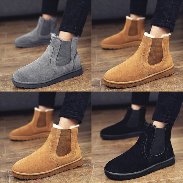 Χειμερινές ζεστές μπότες για άνδρες σε τρία χρώματα με επίπεδη σόλα