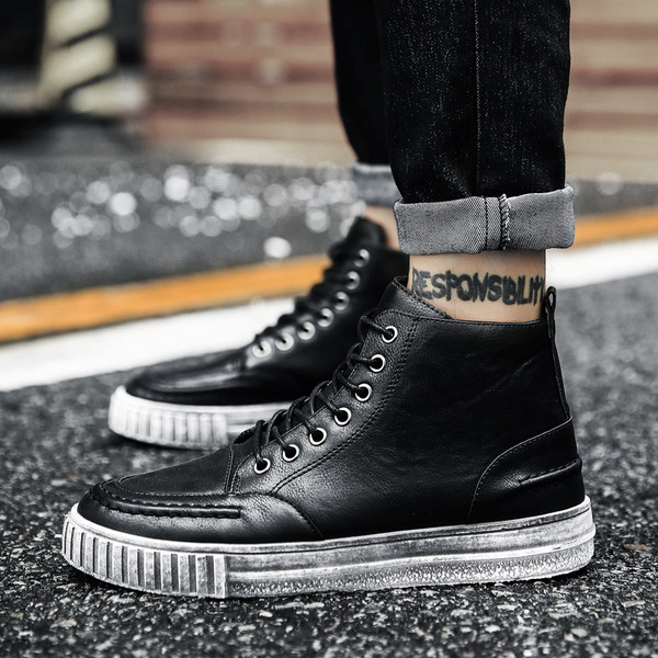 Κομψά δερμάτινα πάνινα παπούτσια ανδρικά σε τρία χρώματα