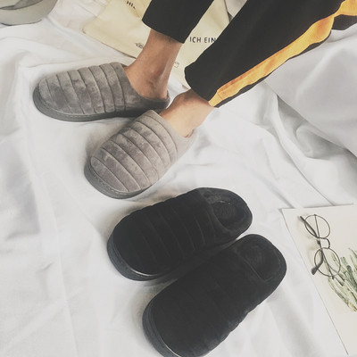 Топли унисекс домашни чехли в сив и черен цвят