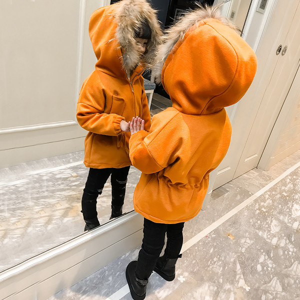 Baby παλτό για τα κορίτσια με γραβάτες και κουκούλα σε δύο χρώματα