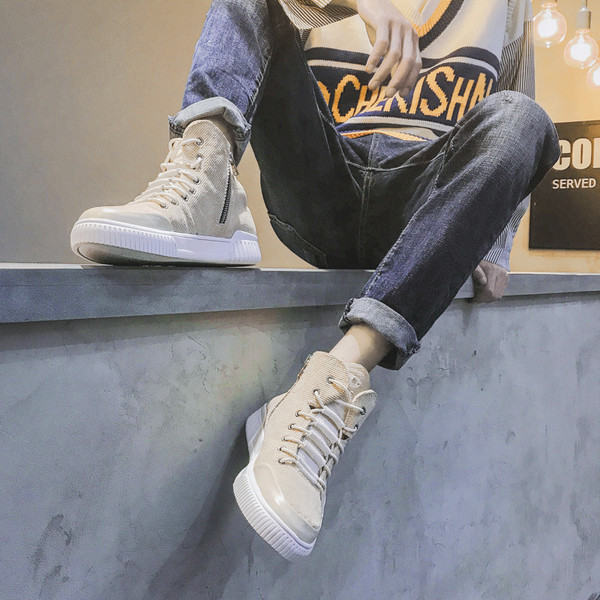 Περιστασιακά ανδρικά πάνινα παπούτσια με φερμουάρ και φερμουάρ σε δύο χρώματα