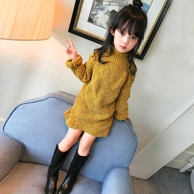 Παιδικό χειμερινό φόρεμα πλέξιμο σε κόκκινο, μαύρο και κίτρινο χρώμα