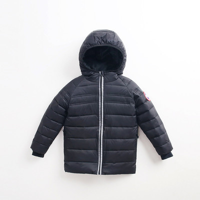 Παιδικό casual μπουφάν με κουκούλα και εκτύπωση σε μανίκια σε διάφορα χρώματα