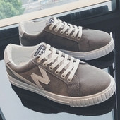 Χαμηλά αρσενικά πάνινα παπούτσια σε γκρι, κόκκινο και μαύρο χρώμα