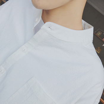 Κομψό ανδρικό πουκάμισο με κολάρο σε σχήμα Τ σε τρία χρώματα