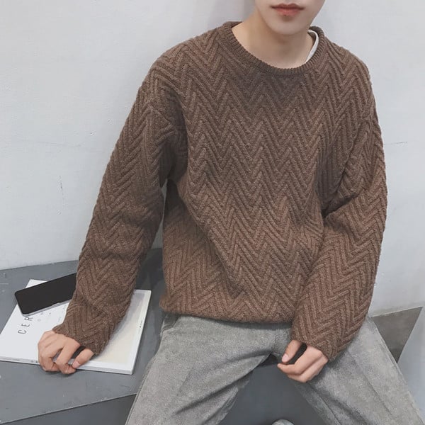 Πλεκτό πουλόβερ σε μαύρο και καφέ χρώμα