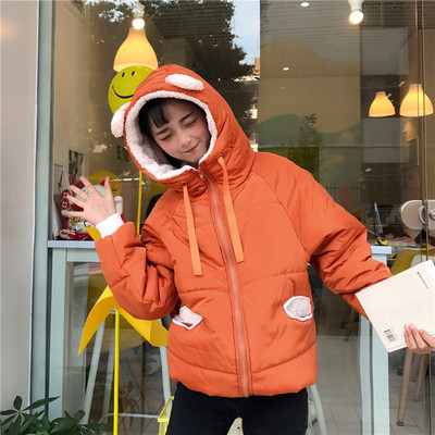 Семпло ежедневно яке с качулка с уши в четири цвята