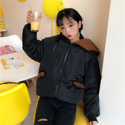 Семпло ежедневно яке с качулка с уши в четири цвята