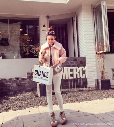 Ежедневно зимно плюшено яке с голяма яка в черен и розов цвят