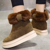 Ежедневни дамски боти с вътрешна платформа и пух в три цвята