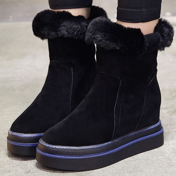 Ежедневни дамски боти с вътрешна платформа и пух в три цвята