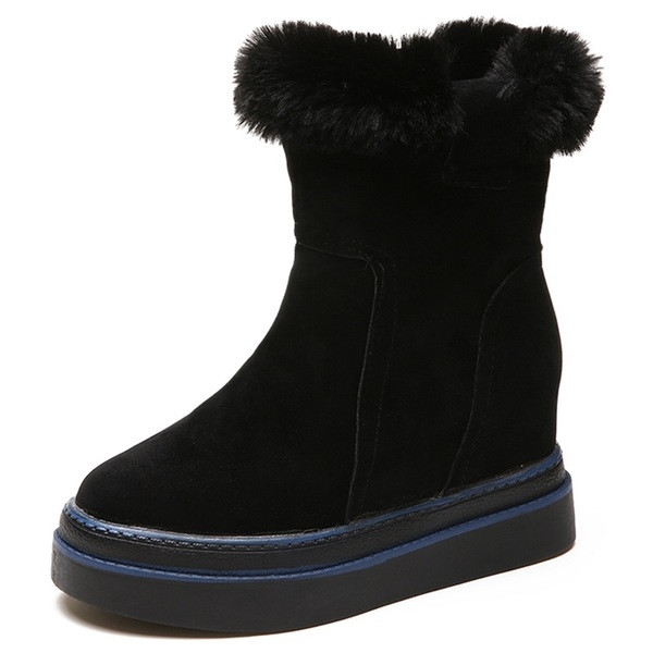 Ежедневни дамски боти с вътрешна платформа и пух в три цвята