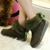 Ζεστές χειμωνιάτικες μπότες για κυρίες με κορδέλα και χνούδι