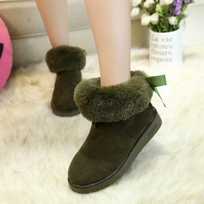 Ζεστές χειμωνιάτικες μπότες για κυρίες με κορδέλα και χνούδι