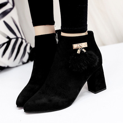 Κομψές παχιές μπότες κυρίες - απότομες, σε δύο χρώματα