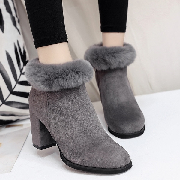 Casual μπότες κυρίες σε eco σουέτ φτέρνα με ένα χνούδι