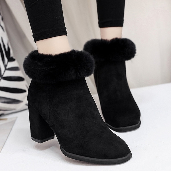 Casual μπότες κυρίες σε eco σουέτ φτέρνα με ένα χνούδι