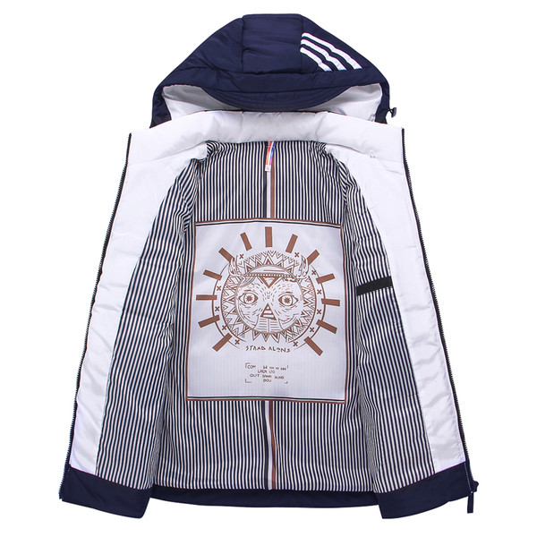 Модерно спортно-елегантно мъжко яке с качулка в три цвята