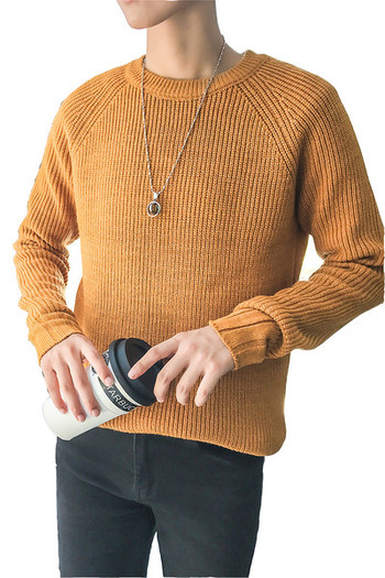 Семпъл мъжки пуловер с О-образна яка в пет цвята