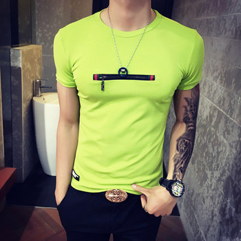 Мъжка ежедневена тениска с декоративен цип в четири цвята