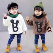 Детска плюшена блуза за момичета в два цвята