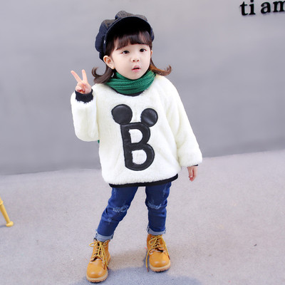 Детска плюшена блуза за момичета в два цвята