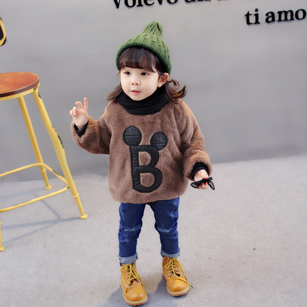 Детска плюшена блуза за момичета в два цвята