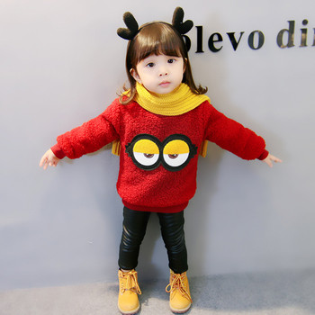 Детски пуловер за момичета в червен цвят
