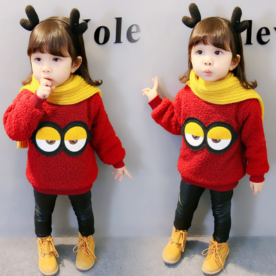 Детски пуловер за момичета в червен цвят
