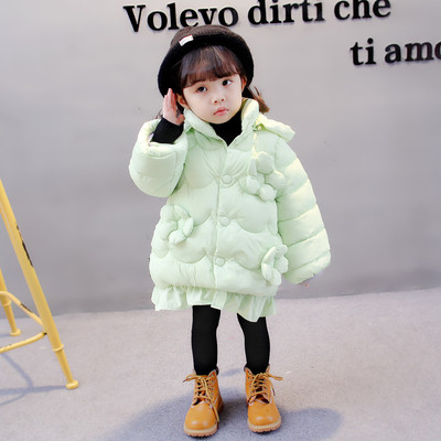 Χειμερινό σακάκι για κορίτσια με κουκούλα και floral στοιχεία σε τέσσερα χρώματα