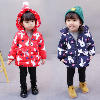 Παιδικό σακάκι φθινοπώρου-χειμώνα για κορίτσια με εικόνες και κουκούλα